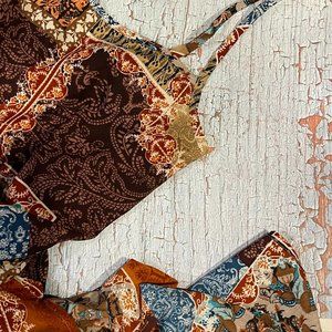 Earthy Patchwork-Style Maxi Dress